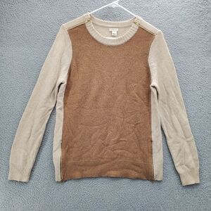 J Crew Factory Warmspun Sweater Womens Size Medium Zipper Detail Wool Blend